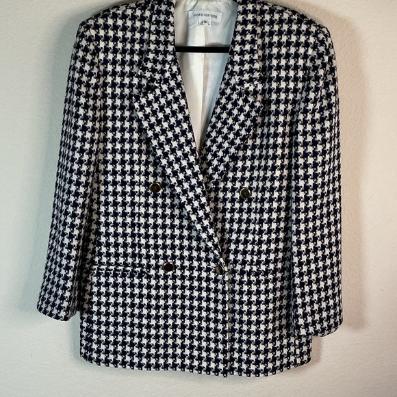 Jones New York Jackets & Blazers - Vintage Houndstooth Wool Blazer Oversized Preppy Old Money Size 14